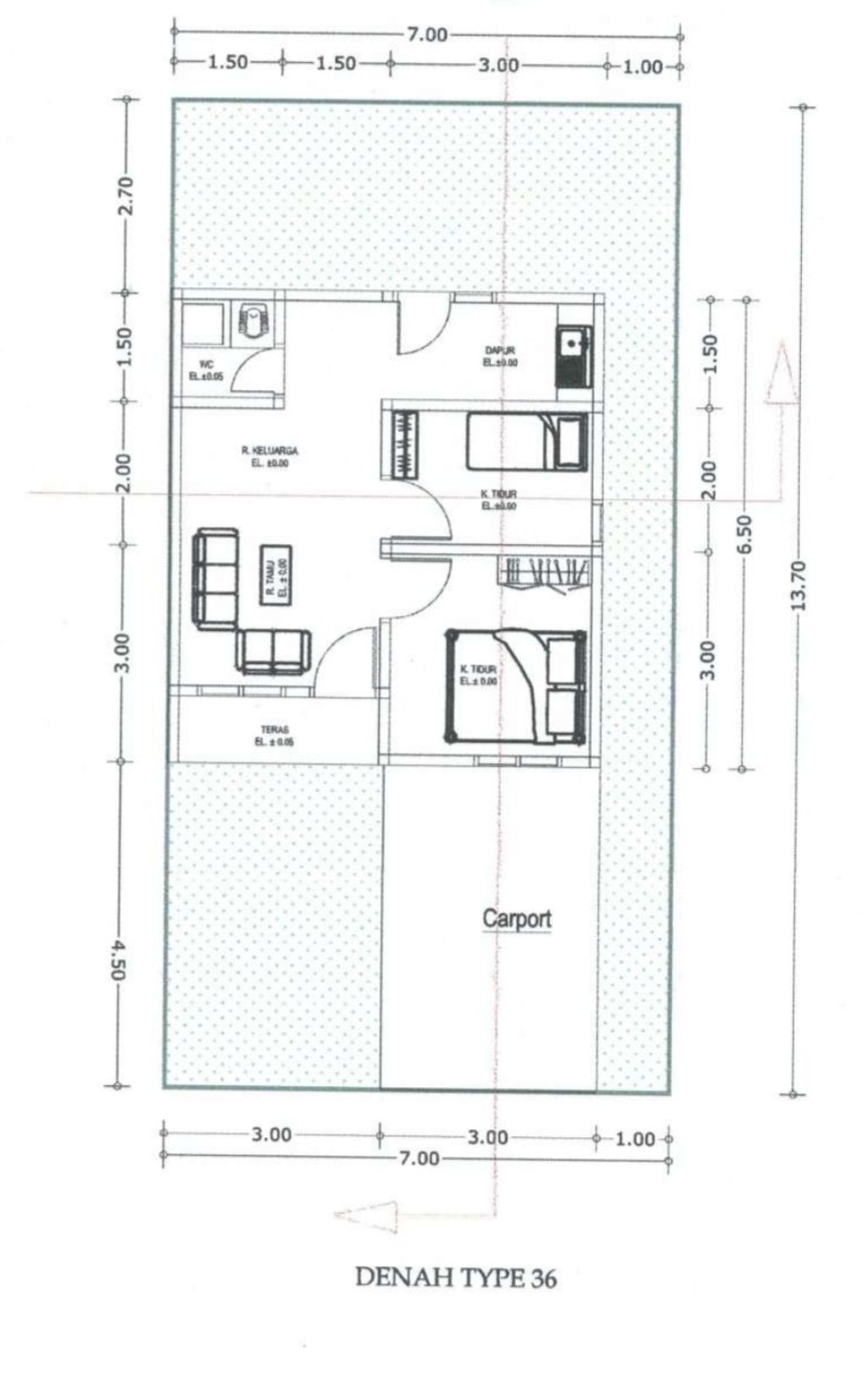 foto denah rumah tipe 36 perumahan PURI MUTIARA MAYANG