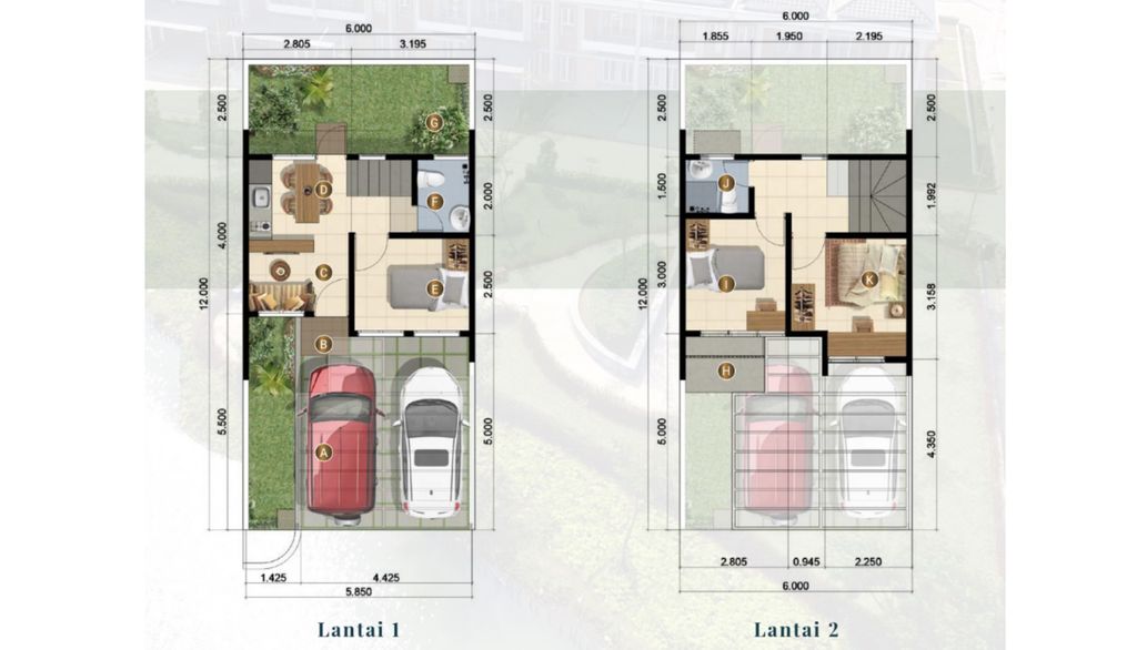 foto denah rumah tipe SRIKANDI 55/117 perumahan Cluster Sriwijaya - Darmawangsa Residence Bekasi