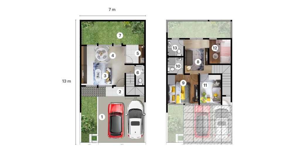 foto denah rumah tipe CASA DE PALMA 79/91 (JAN 26) perumahan PANJIBUWONO RESIDENCE