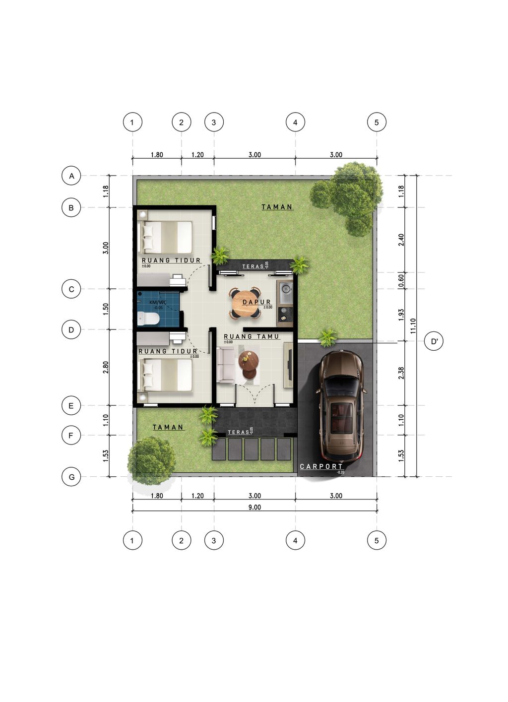 foto denah rumah tipe 40 perumahan ARZETHA PARK