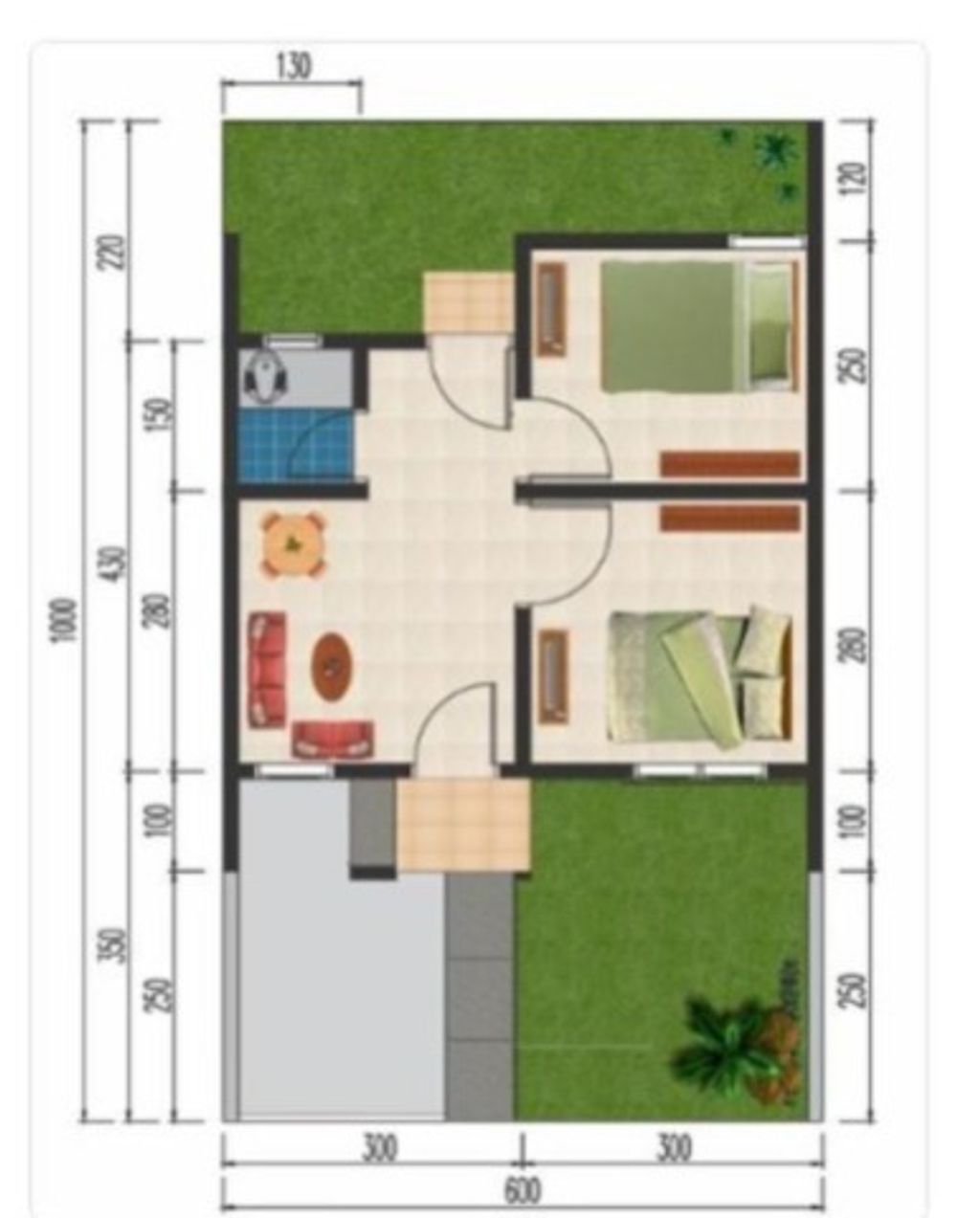 foto denah rumah tipe 36/72 perumahan GARDEN VIEW