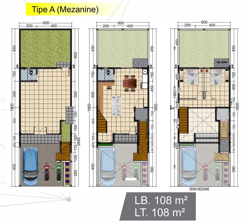 foto denah rumah tipe SHOWHOUSE (DD) MEZANINE perumahan NATURA RESIDENCES