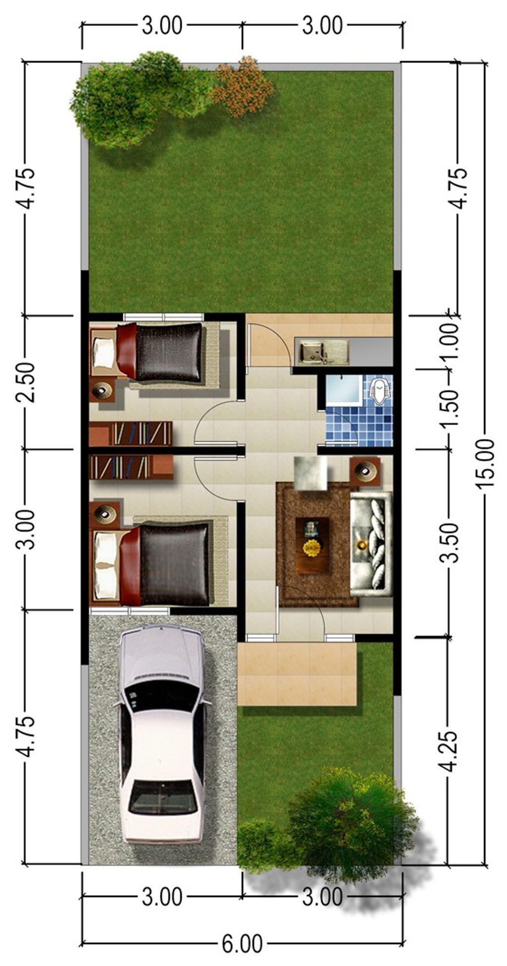 foto denah rumah tipe 38/166 perumahan METRO REGENCY