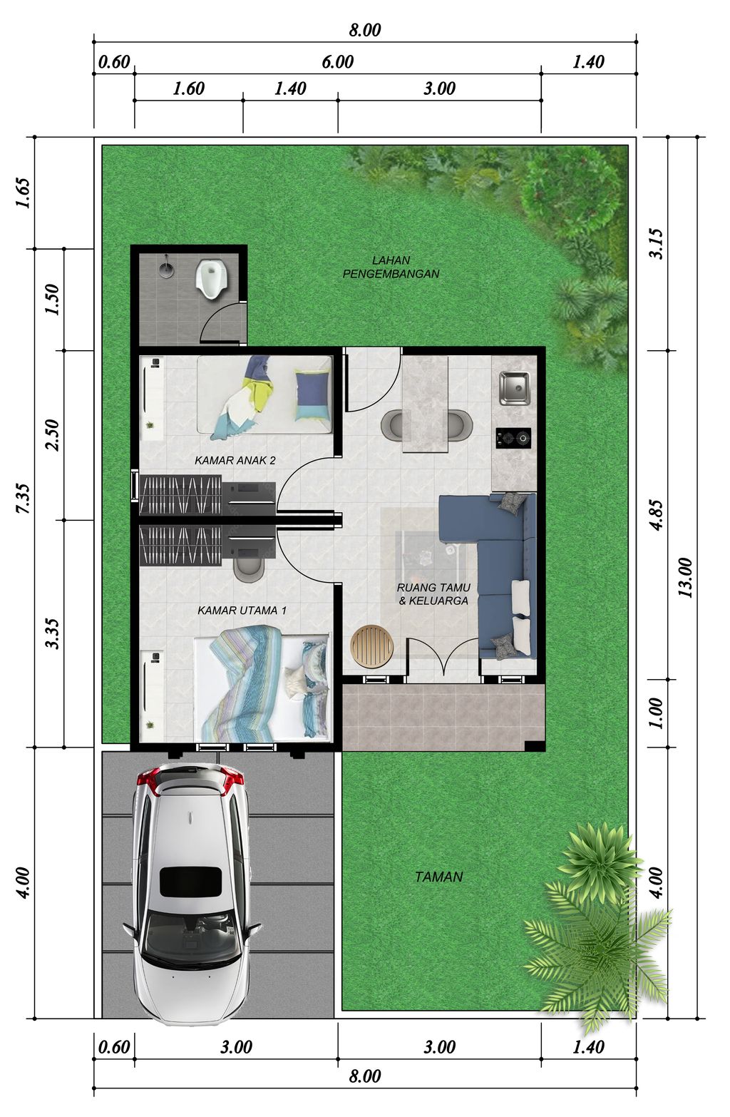 foto denah rumah tipe 36 perumahan VILLA AFGAN RESIDENCE