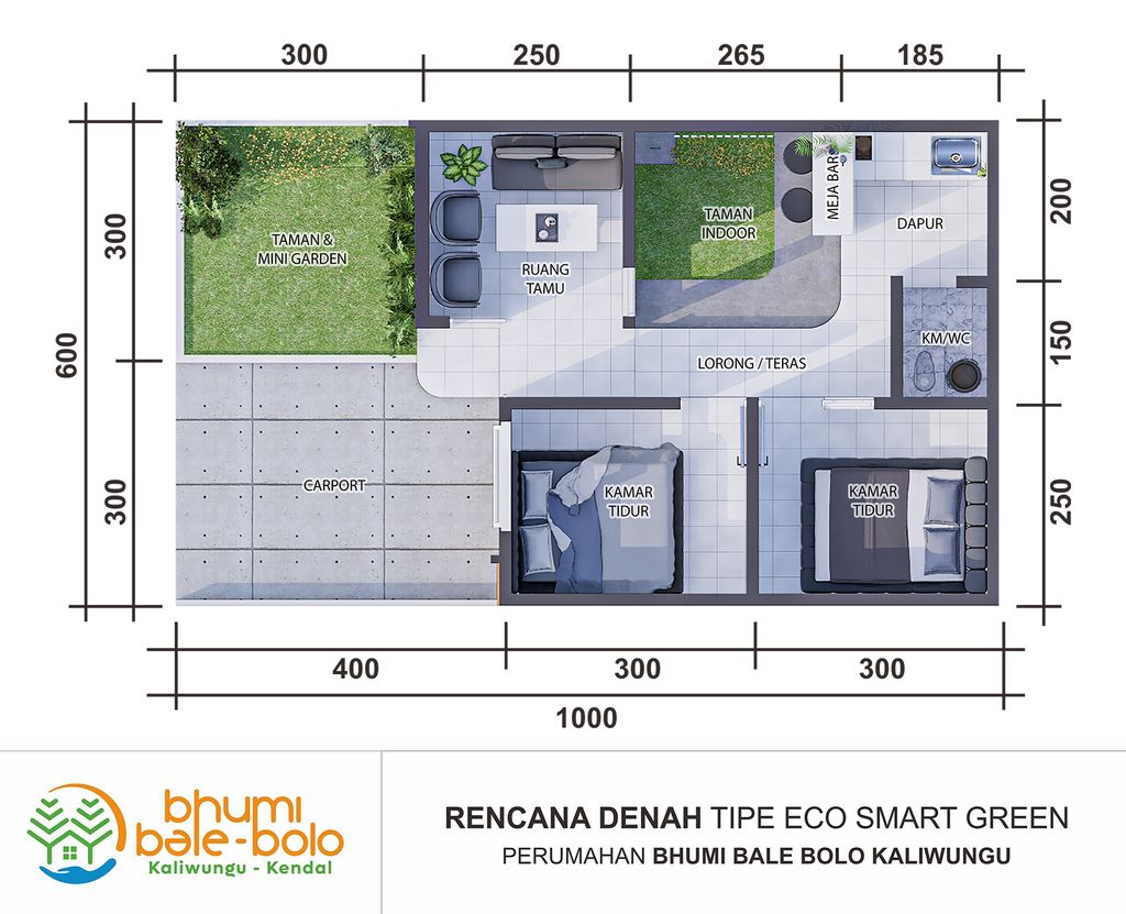 foto denah rumah tipe Eco Smart Green perumahan Bhumi Bale Bolo Kaliwungu Eco Smart Green