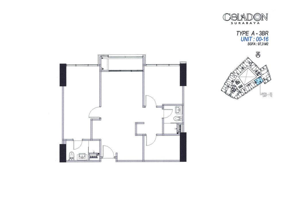 foto denah rumah tipe A perumahan Apartemen Celadon