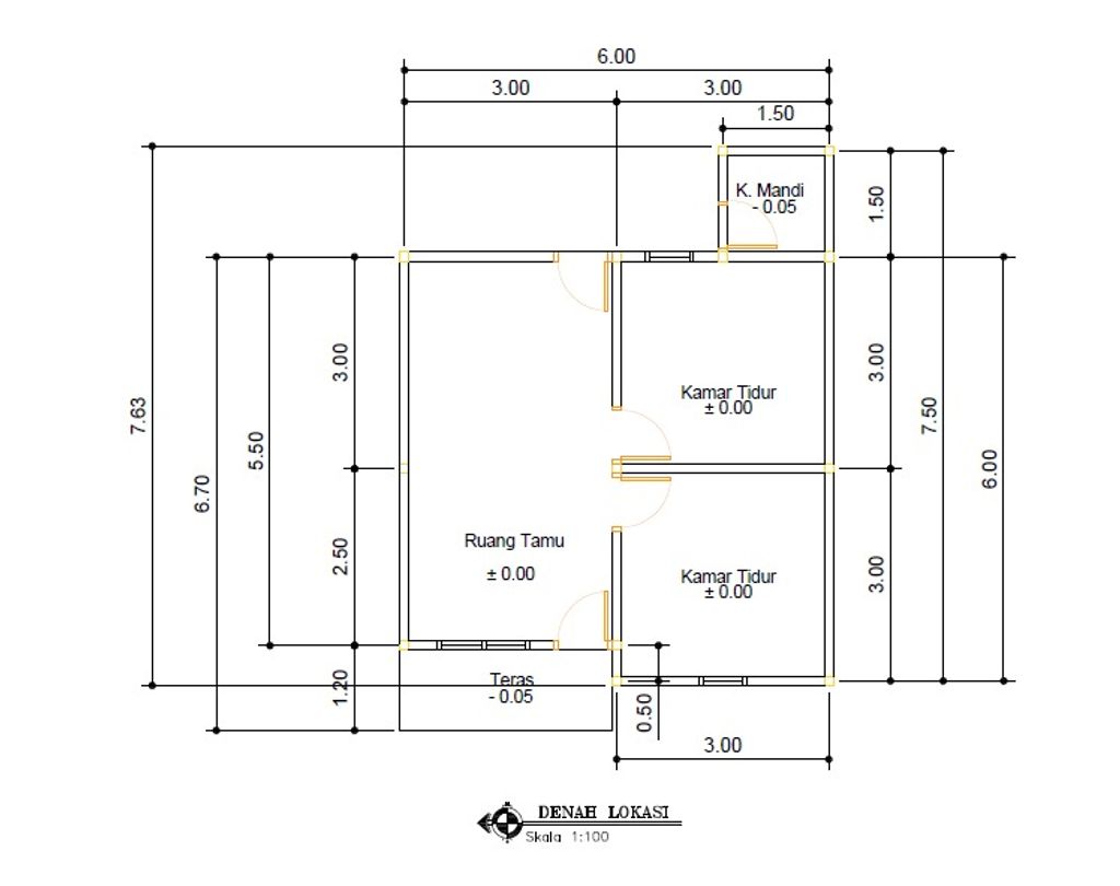 foto denah rumah tipe 36/108 perumahan Perumahan Vaza Residence