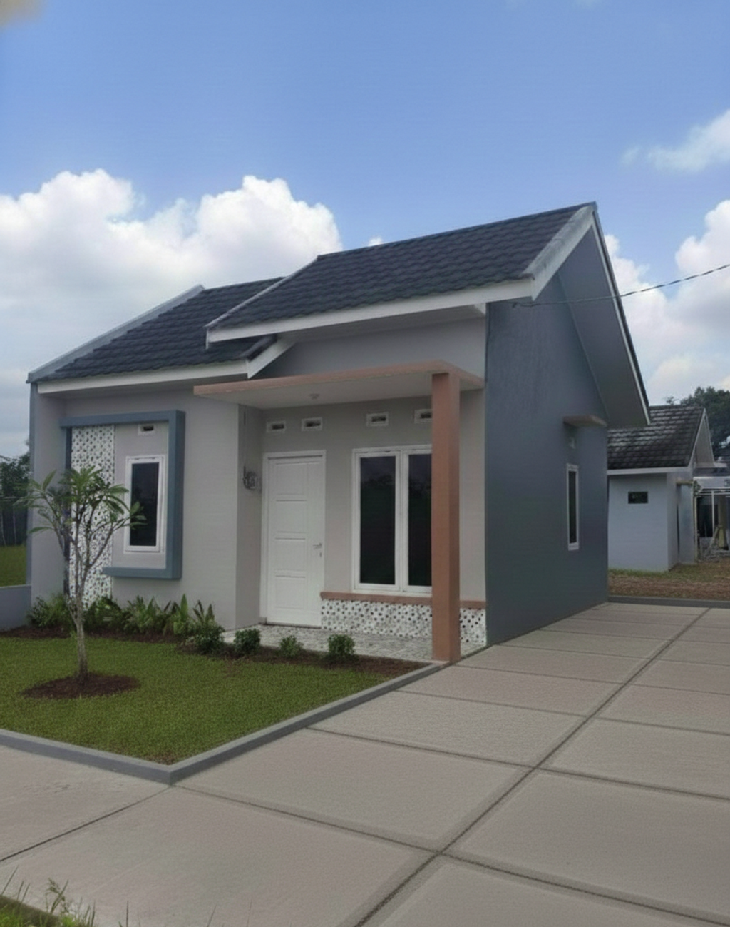 foto tampak rumah tipe Edelweis Micasa perumahan MUTIARA PERAWAS RESIDENCE