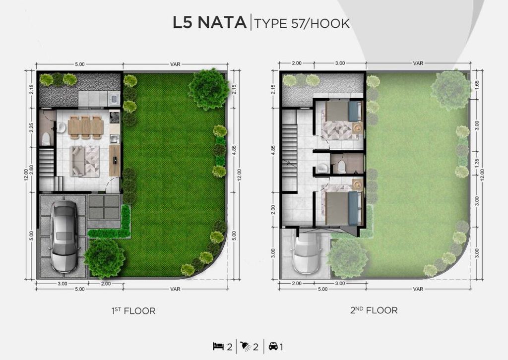 foto denah rumah tipe L5 NATA 57/96 perumahan CATHA REMPOA