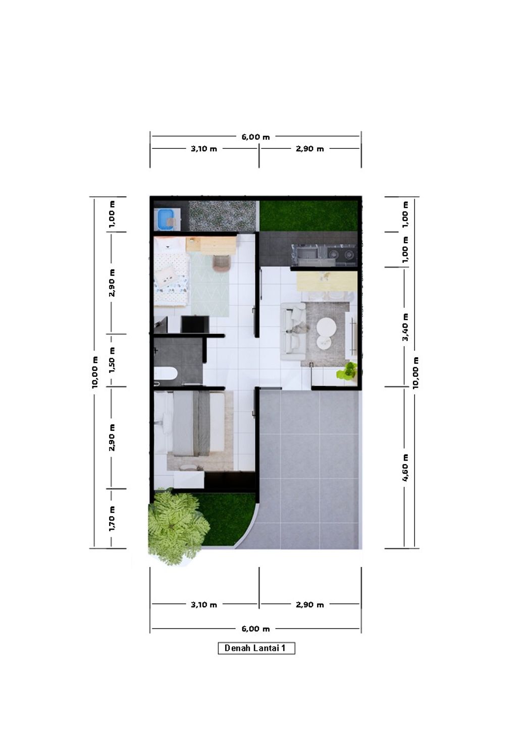 foto denah rumah tipe Elfarabi perumahan Jassin Residence