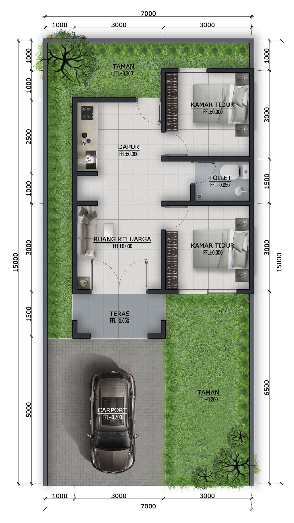 foto denah rumah tipe 45 perumahan Gallery Paradise Land