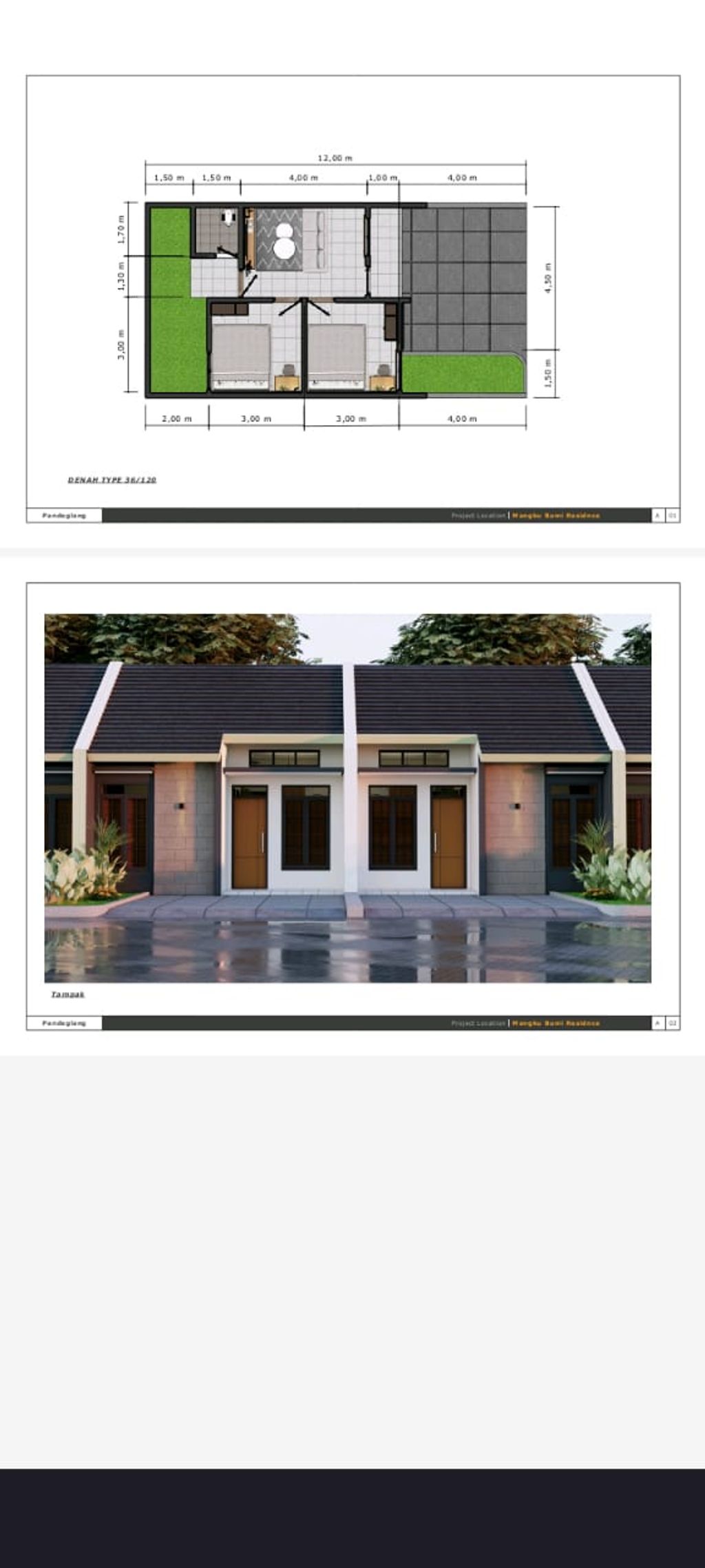 foto denah rumah tipe 36/72 perumahan MANGKU BUMI RESIDENCE