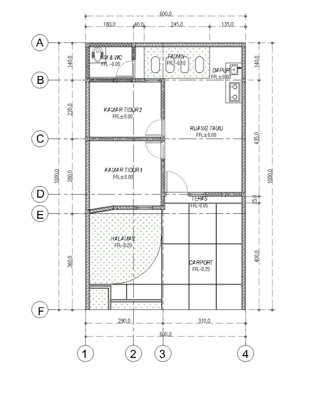 foto denah rumah tipe 36/60 perumahan PESONA PERSADA GRATI