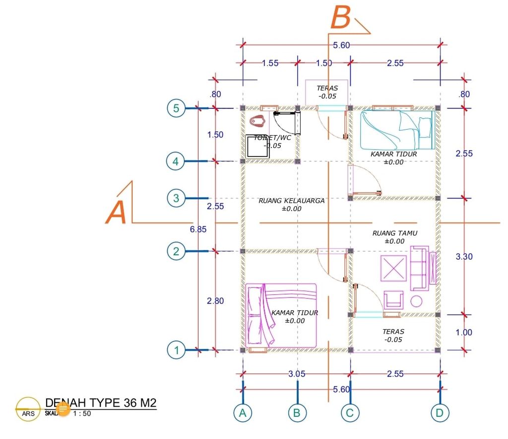 foto denah rumah tipe 36/84 perumahan Perumahan Graha Hasanah I