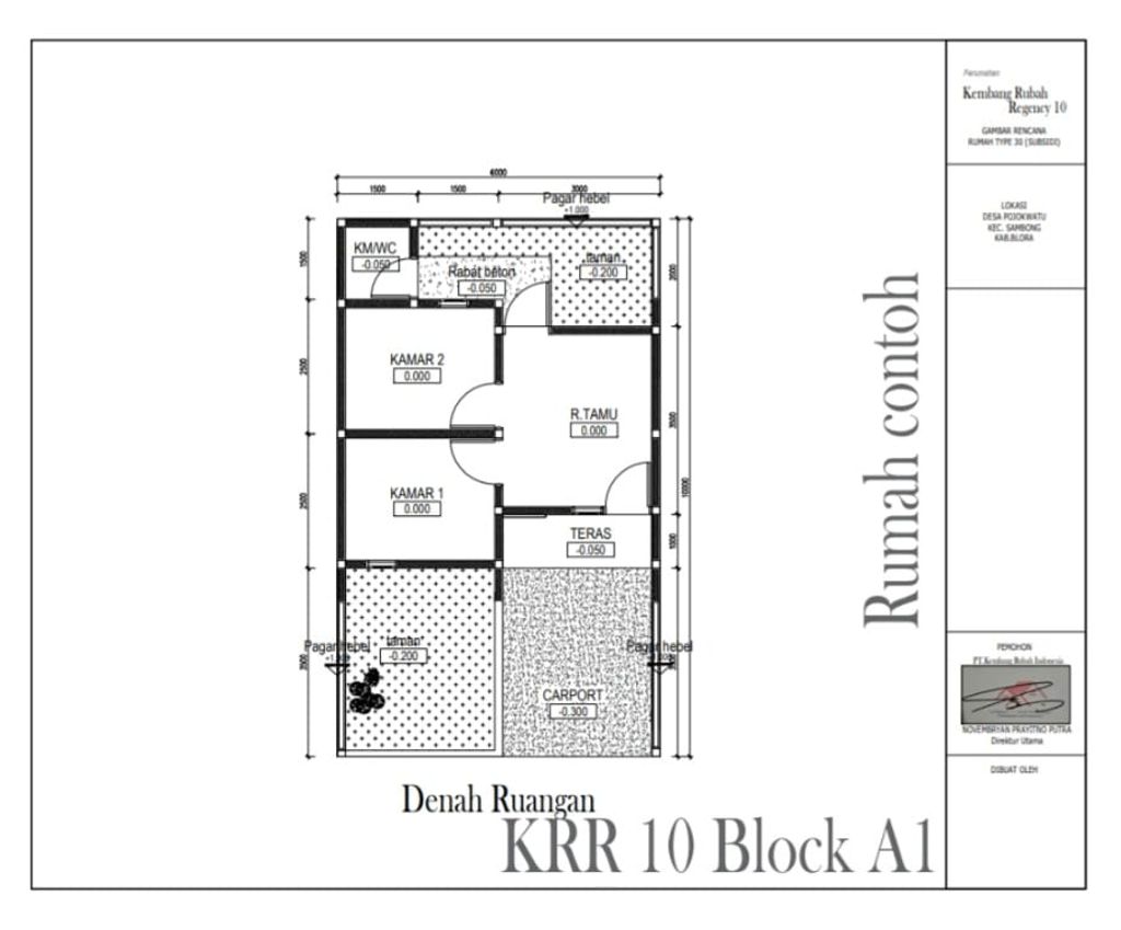 foto denah rumah tipe 30/60 perumahan KEMBANG RUBAH REGENCY 10 CEPU