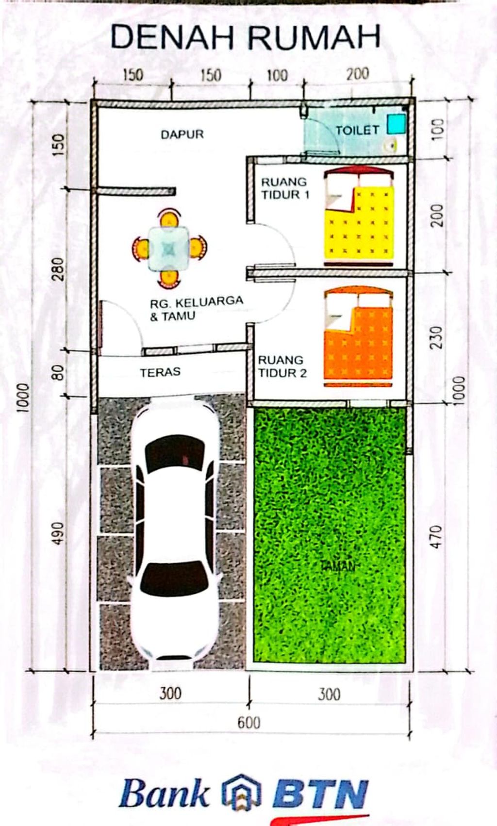 foto denah rumah tipe 30/60 perumahan Megalisa Cikampek Residence