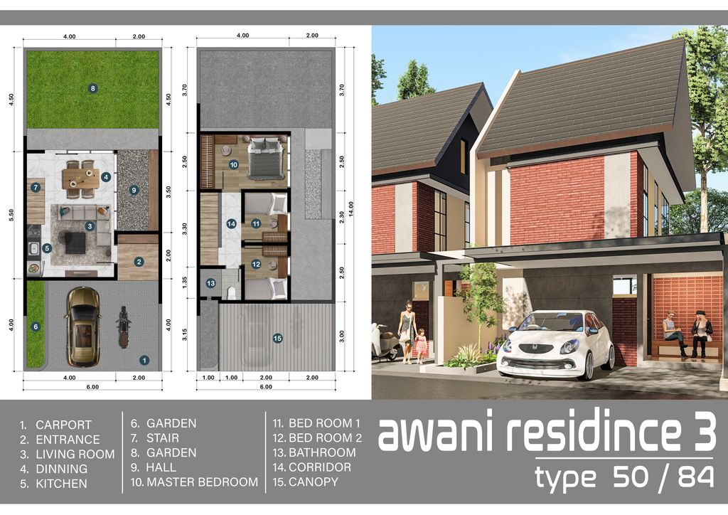 foto denah rumah tipe 50/84 perumahan THE AWANI RESIDENCE 3 Tahap 2