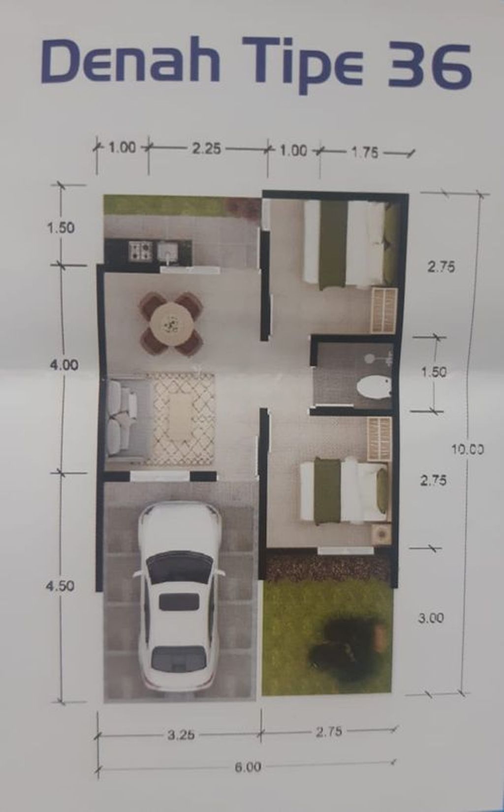 foto denah rumah tipe KOMERSIL 36/98 PMK 90 100% perumahan CIRUAS LAND