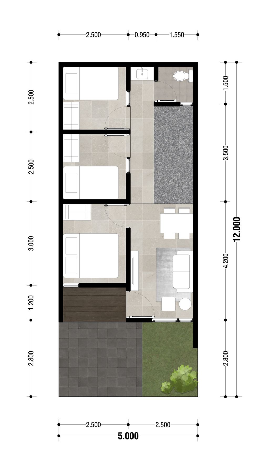 foto denah rumah tipe FRESIA 585JT perumahan Cifest Hill