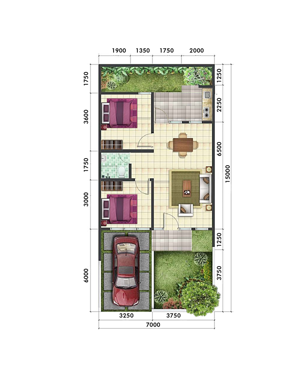 foto denah rumah tipe 62/105 perumahan Sentul Alaya