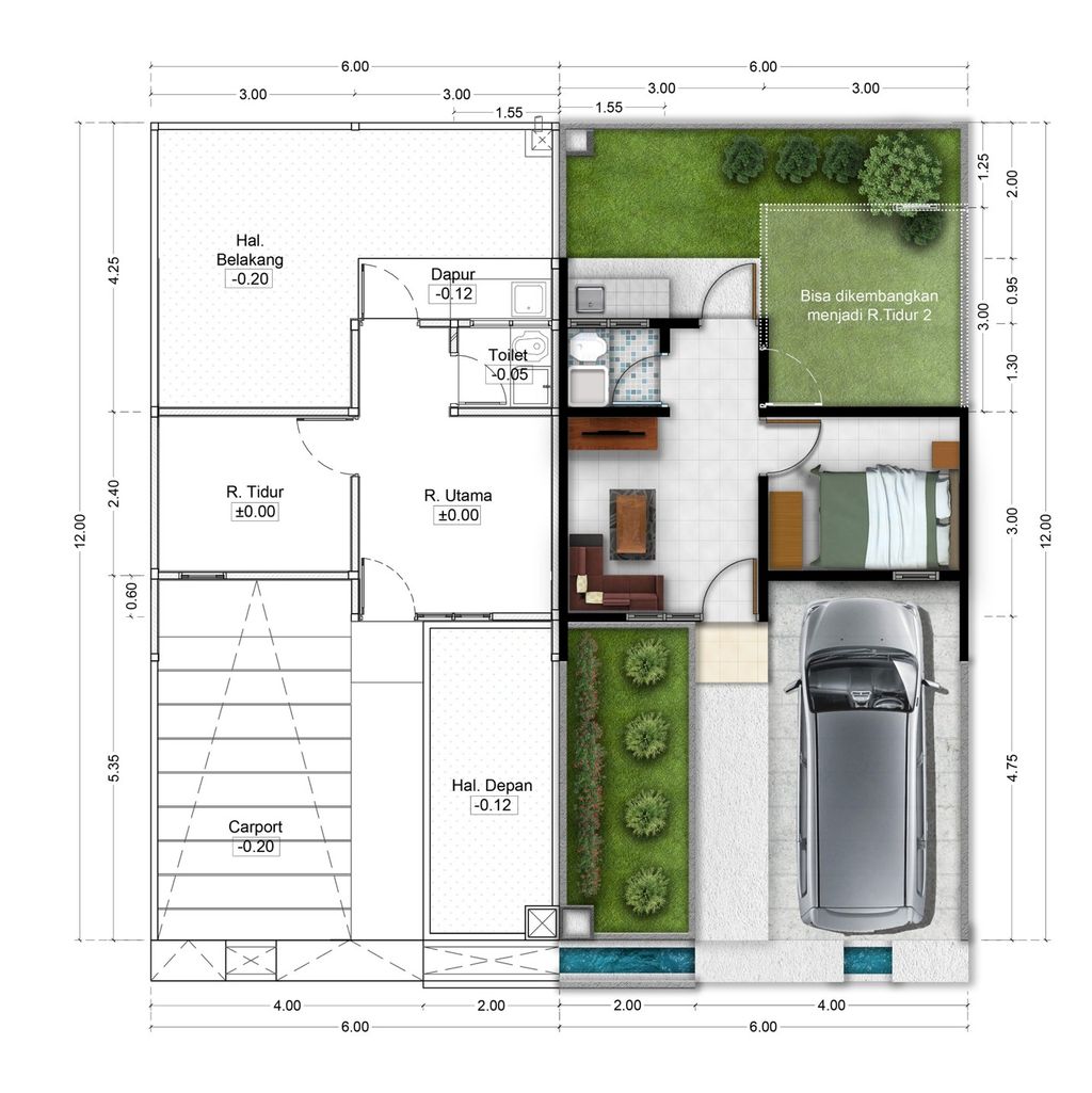 foto denah rumah tipe 22/72 (107) 343 Per 12 Januari 2026 perumahan ALAM SANGGAR INDAH EXTENSION