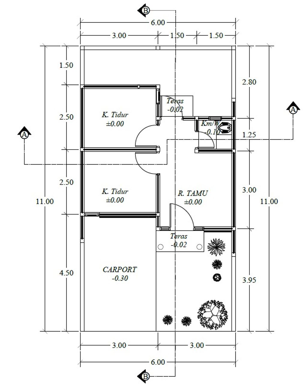 foto denah rumah tipe 30/66 perumahan Green Season