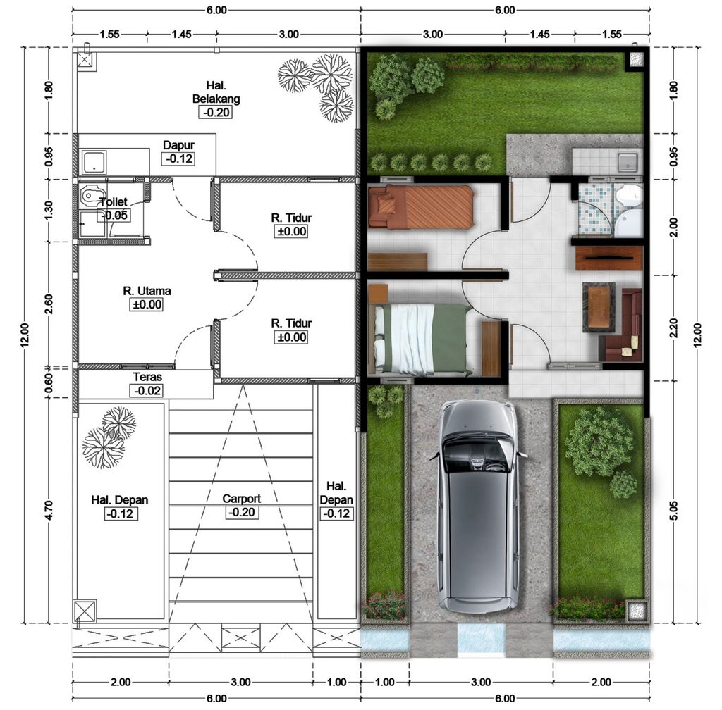 foto denah rumah tipe 26/72 (95) 350 Dahia 1 No 2 perumahan Alam Sanggar Indah