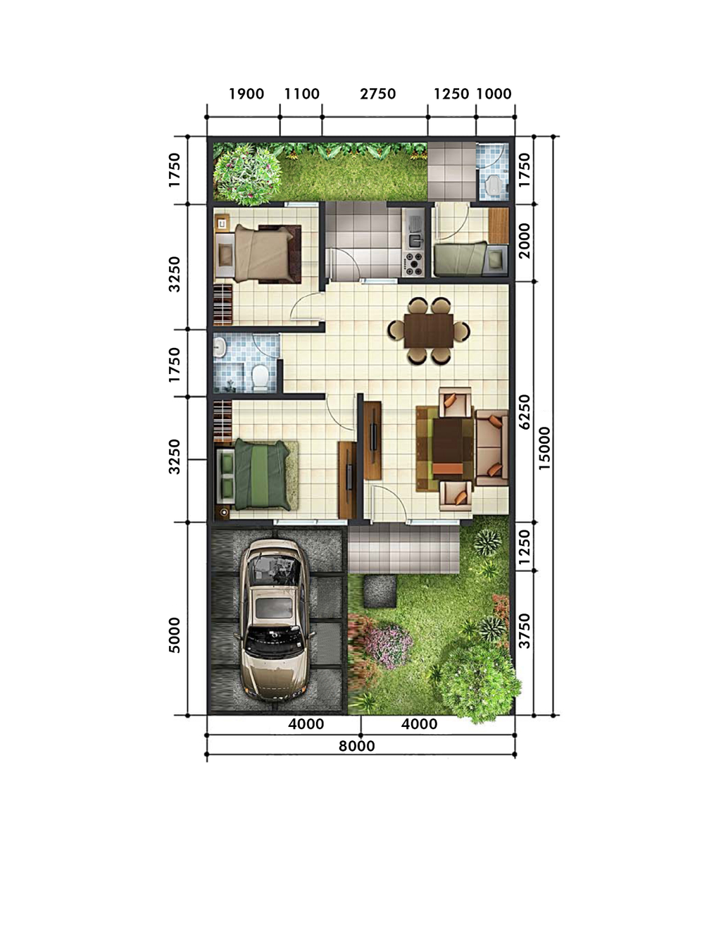 foto denah rumah tipe 73/235 perumahan Sentul Alaya