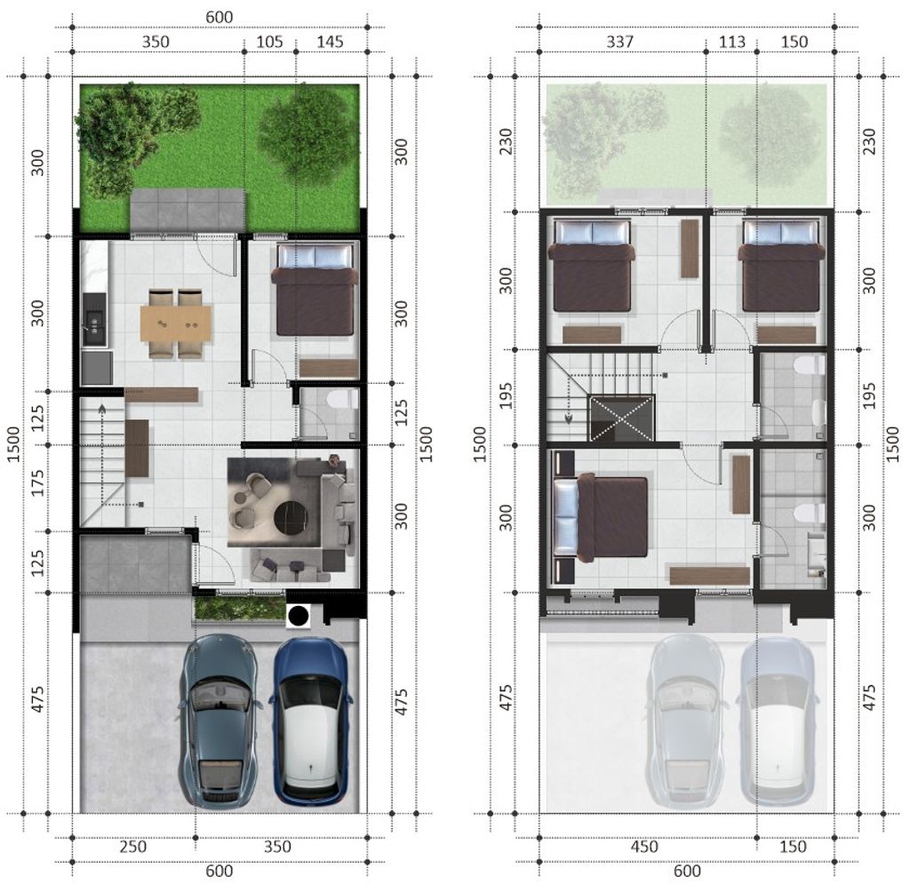 foto denah rumah tipe 90 perumahan PESONA PRIMA GRIYA CLUSTER KEMUNING