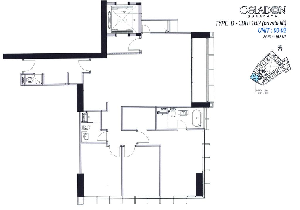 foto denah rumah tipe D perumahan Apartemen Celadon