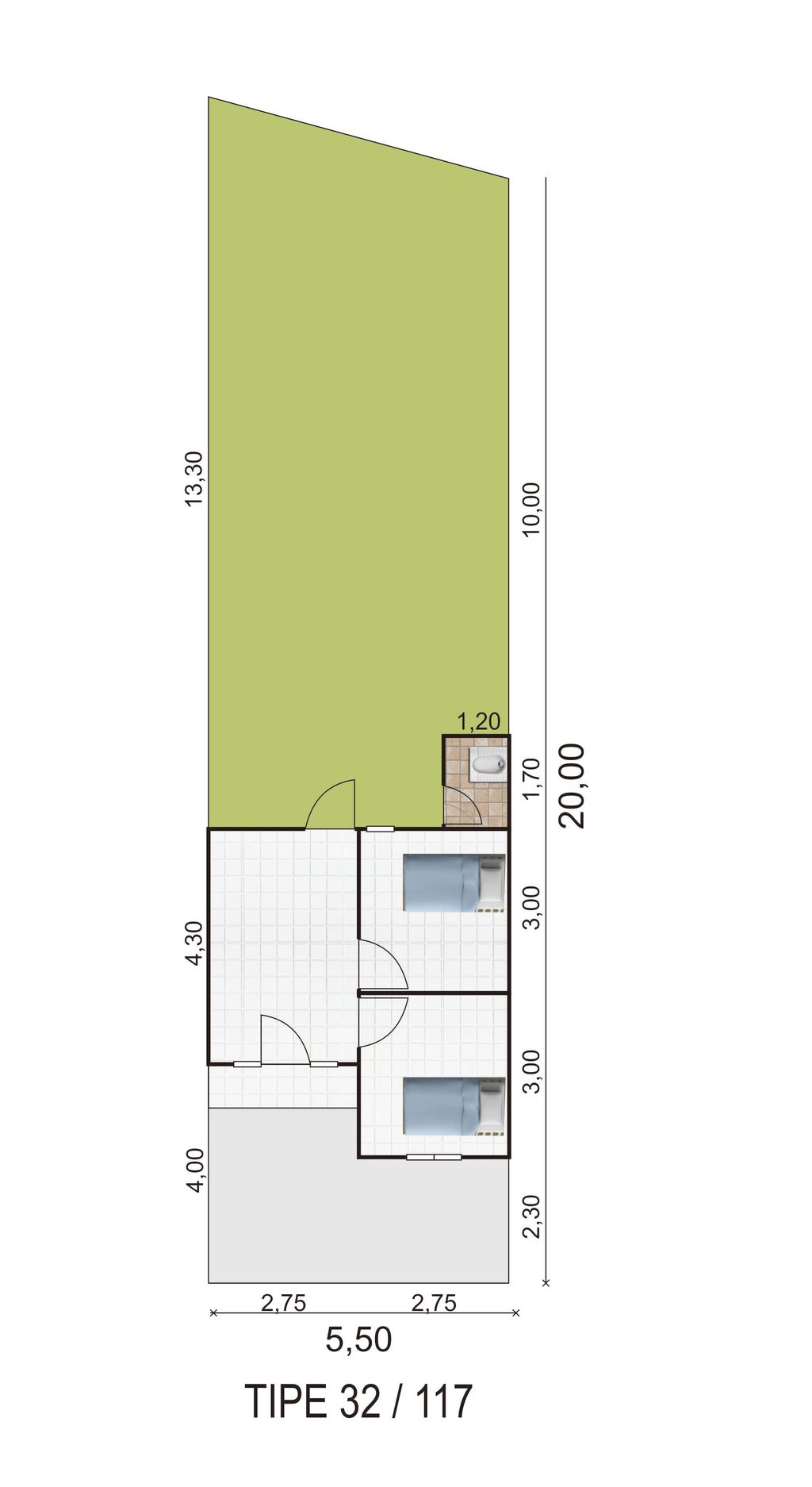 foto denah rumah tipe 32/117 perumahan GRIYA PESONA SEJAHTERA 1