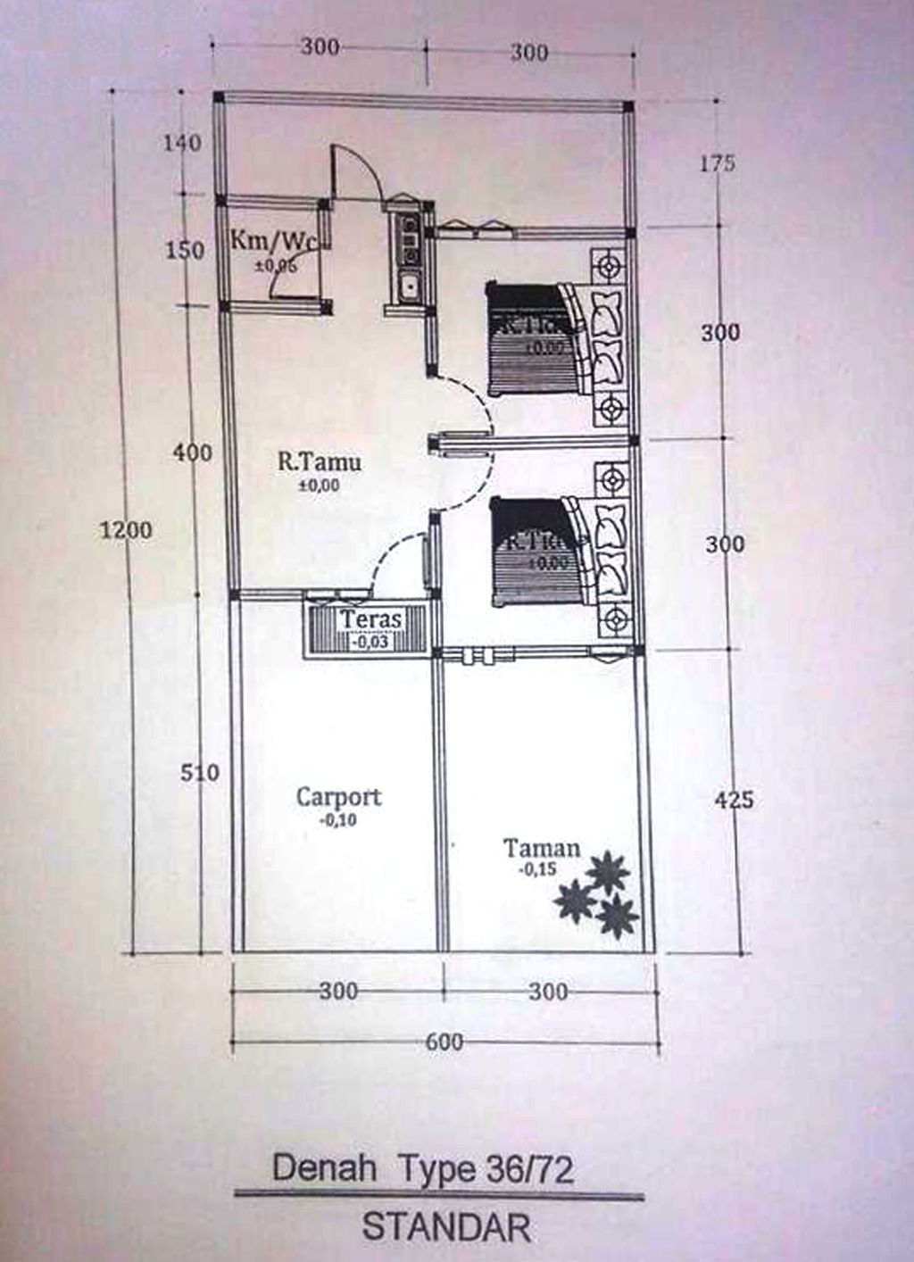 foto denah rumah tipe 36 perumahan Duta Karang Residence