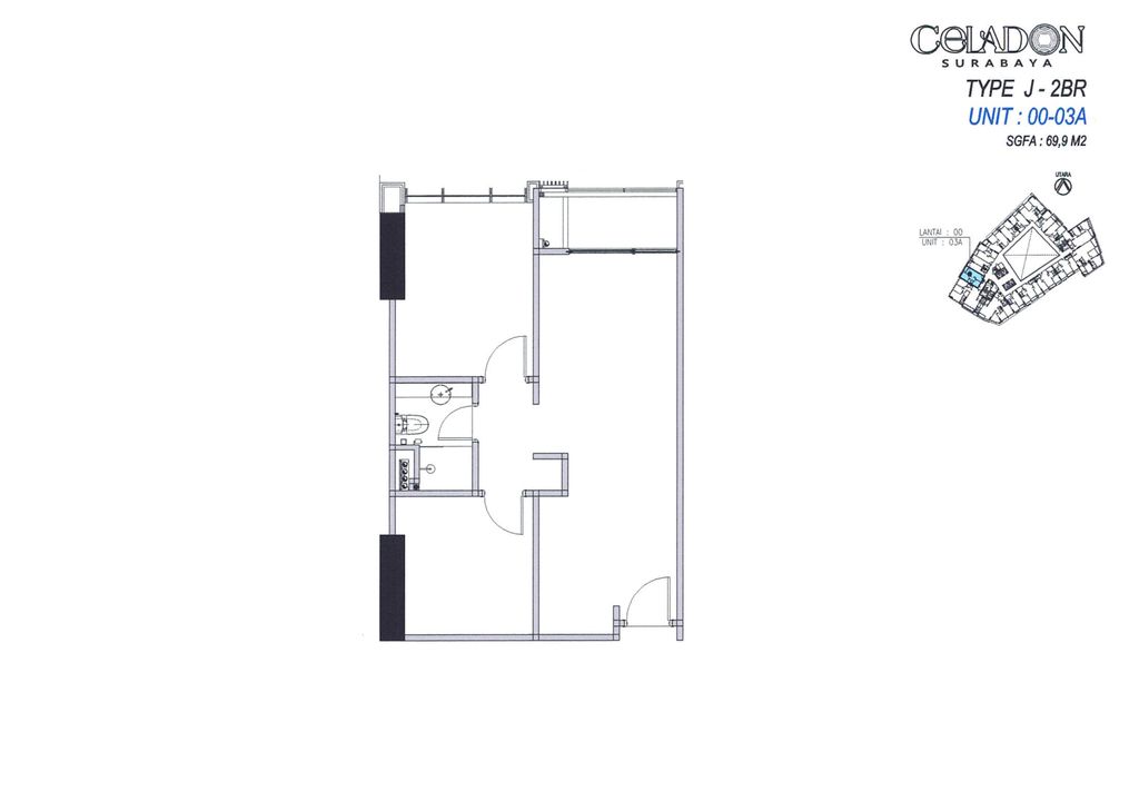 foto denah rumah tipe J perumahan Apartemen Celadon