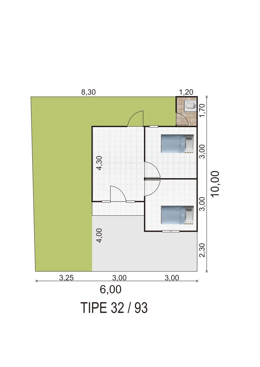 foto denah rumah tipe 32/93 perumahan GRIYA PESONA SEJAHTERA 1