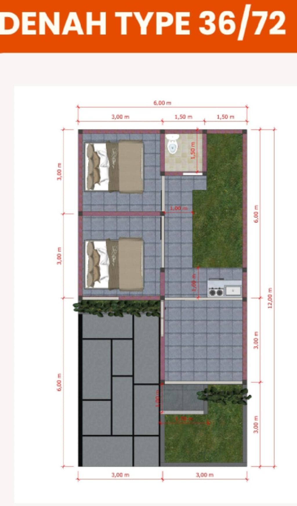 foto denah rumah tipe 30/81 perumahan PERUMAHAN CANDI HILLS