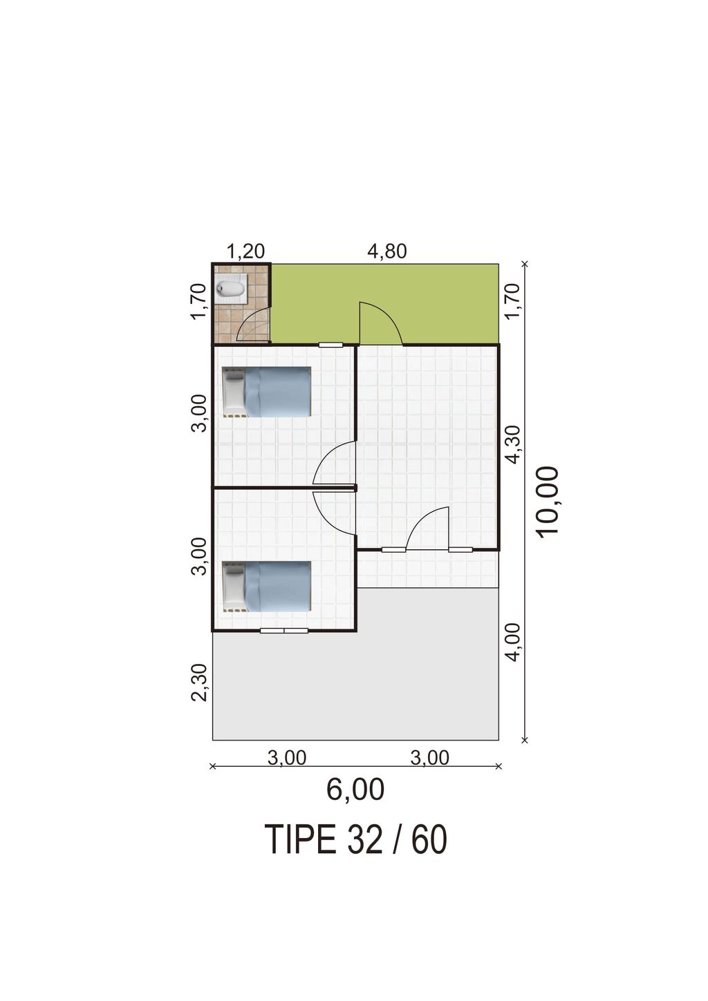 foto denah rumah tipe 32/60 perumahan GRIYA PESONA SEJAHTERA 1