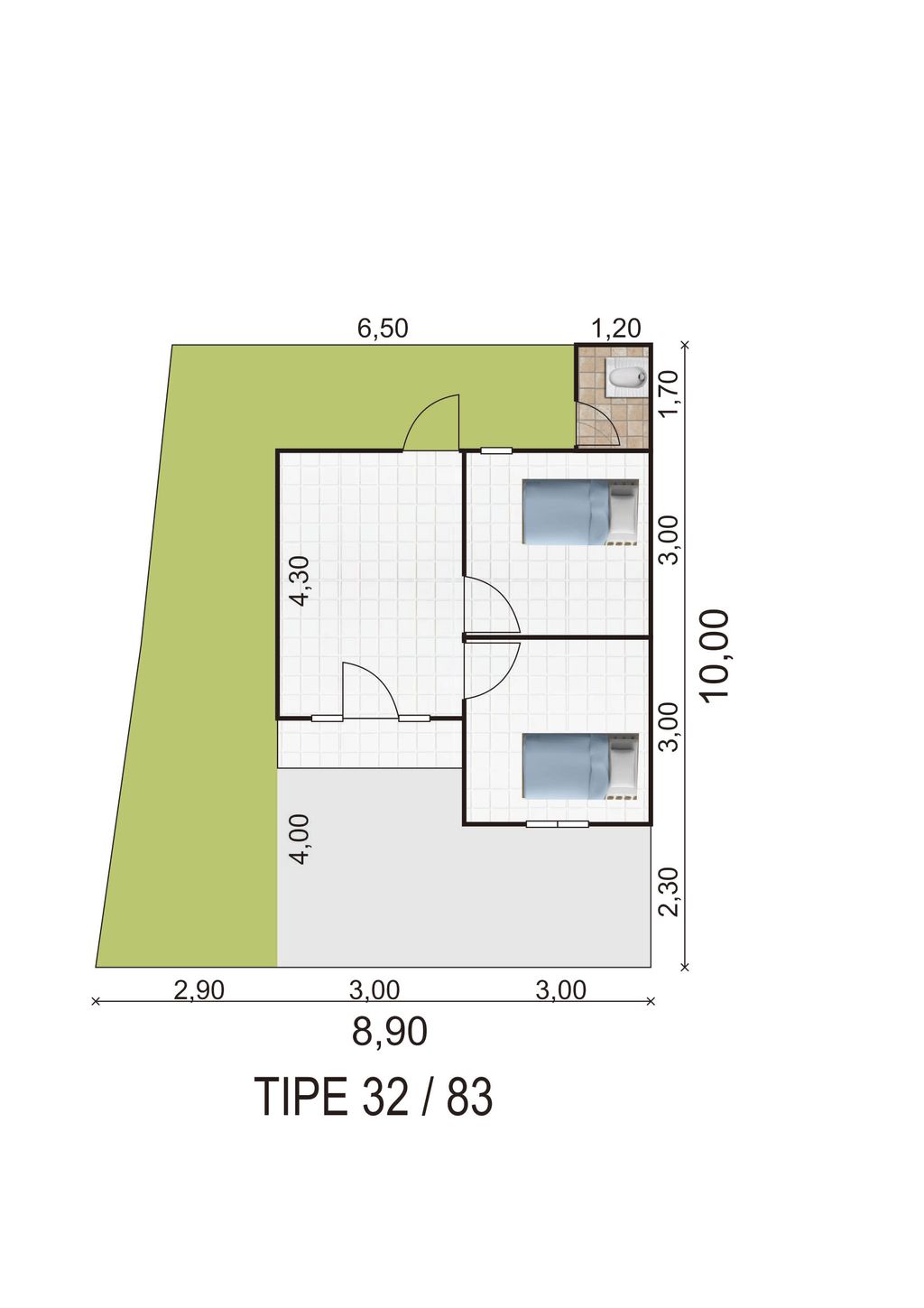 foto denah rumah tipe 32/83 perumahan GRIYA PESONA SEJAHTERA 1