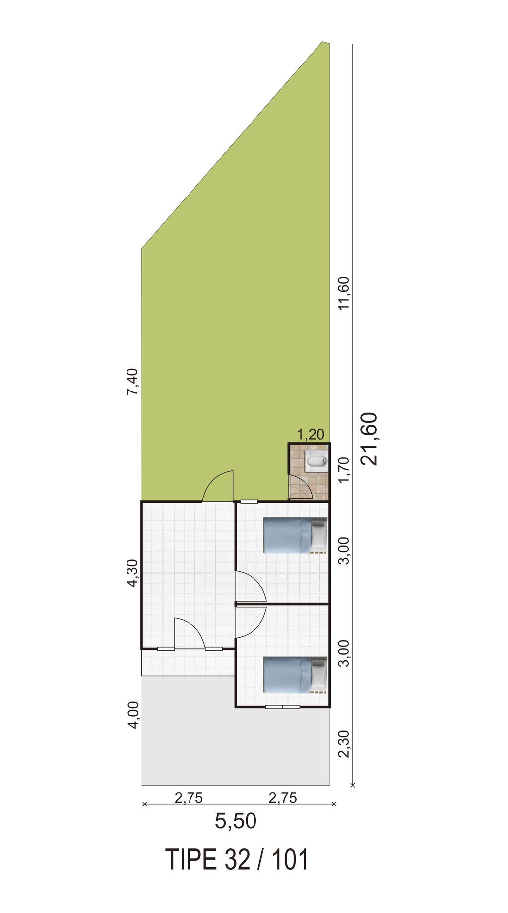 foto denah rumah tipe 32/101 perumahan GRIYA PESONA SEJAHTERA 1