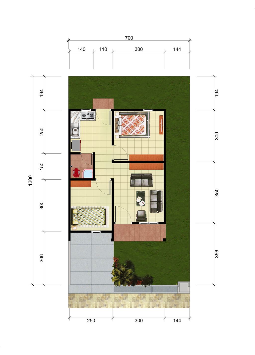foto denah rumah tipe 36/84 perumahan Griya Kharisma Regency