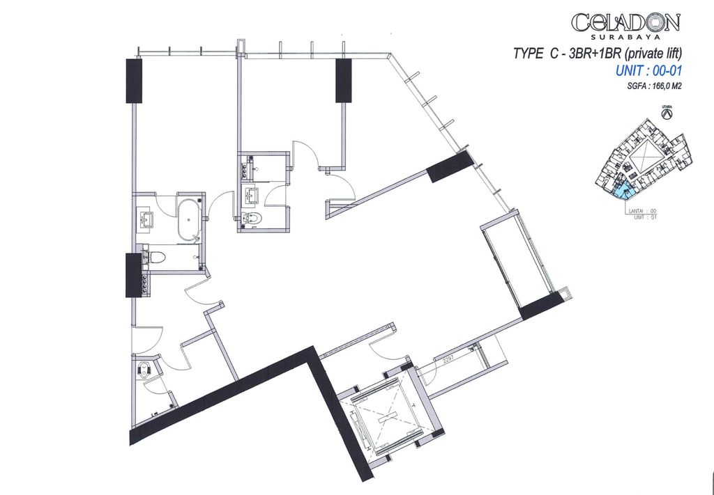 foto denah rumah tipe C perumahan Apartemen Celadon