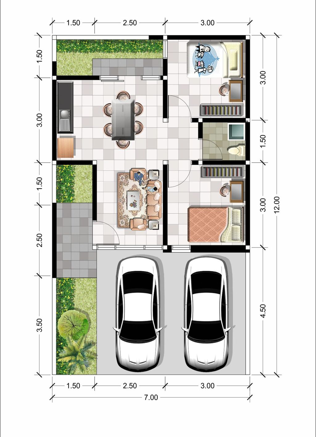 foto denah rumah tipe 45 perumahan Duta Karang Residence