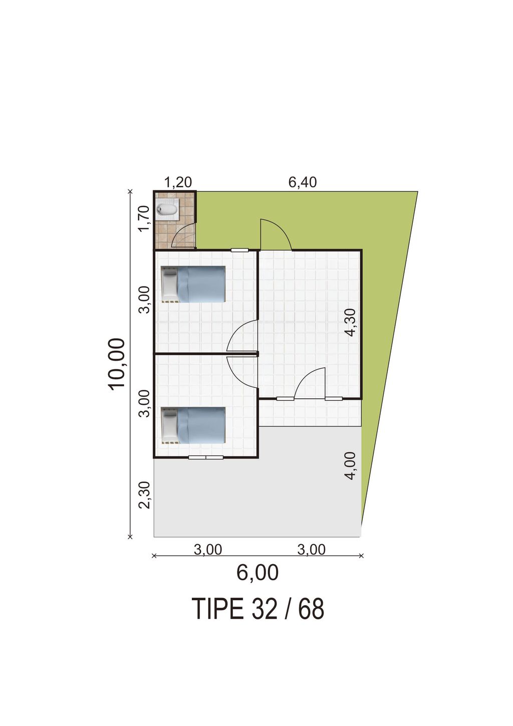 foto denah rumah tipe 32/68 perumahan GRIYA PESONA SEJAHTERA 1