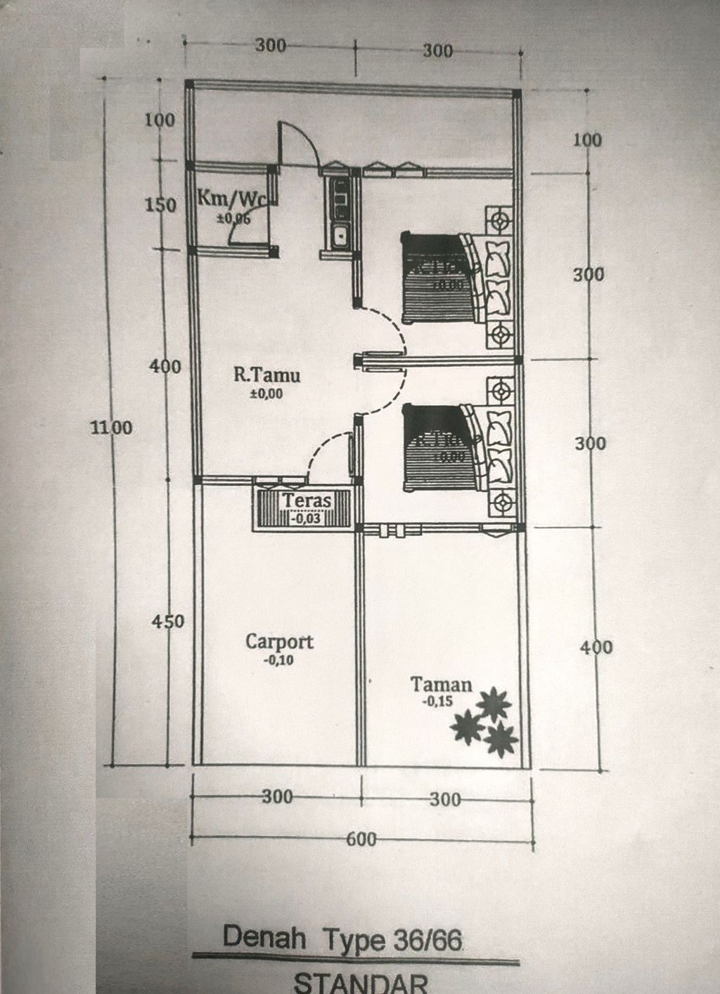 foto denah rumah tipe 36 perumahan Duta Karang Residence