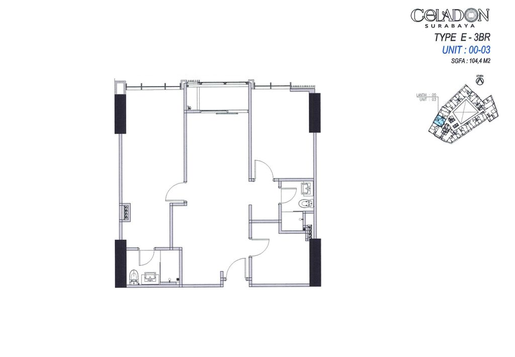 foto denah rumah tipe E perumahan Apartemen Celadon