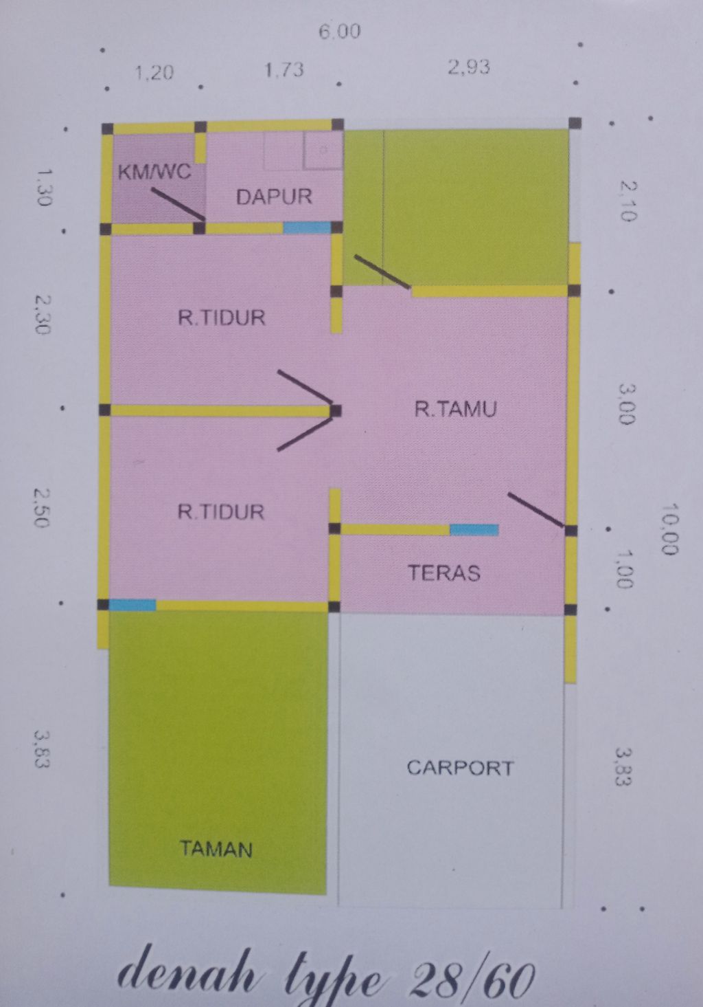 foto denah rumah tipe 28 perumahan NEW NIRWANA RESIDENCE