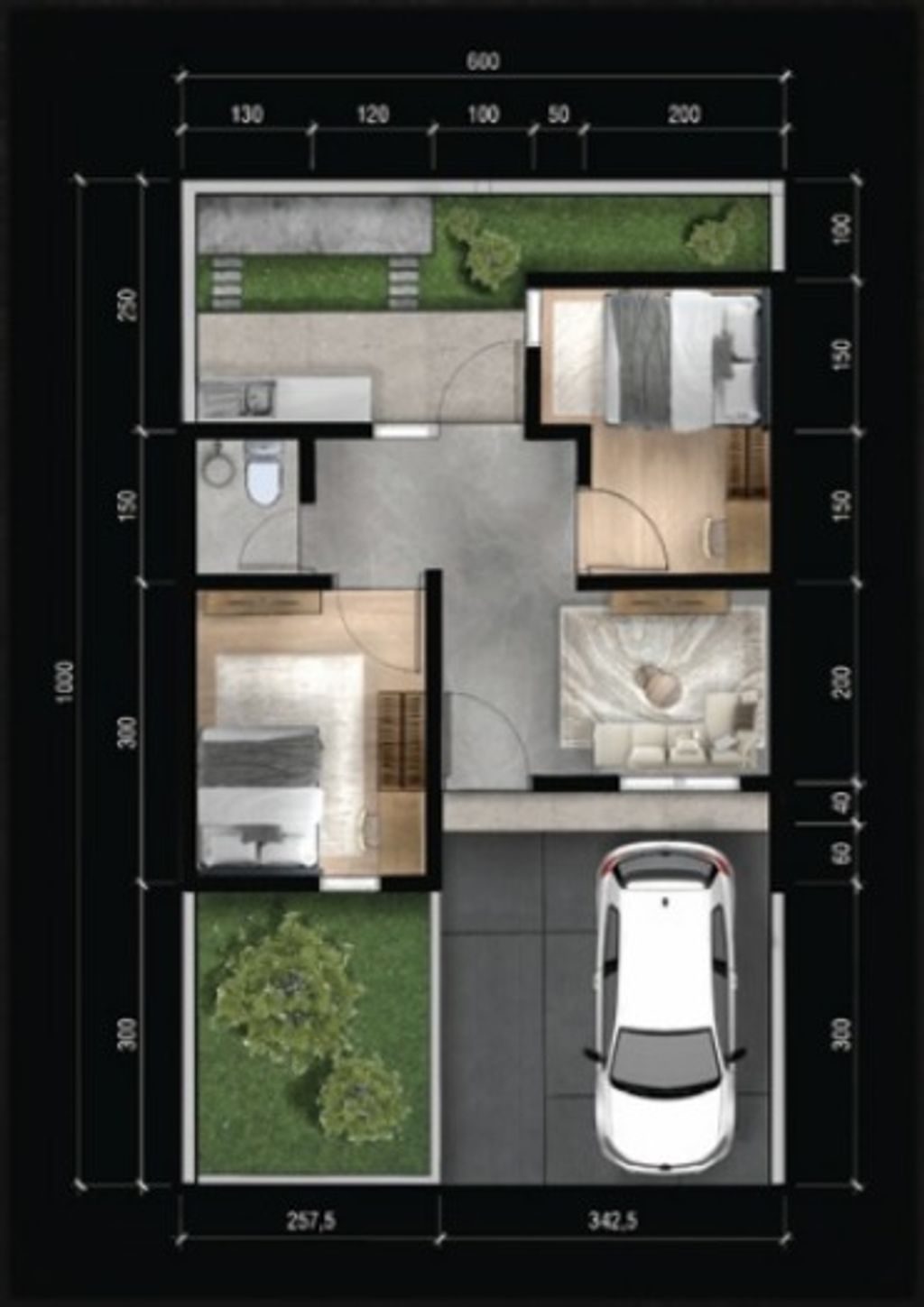 foto denah rumah tipe 30/70 perumahan Akasahill Residence