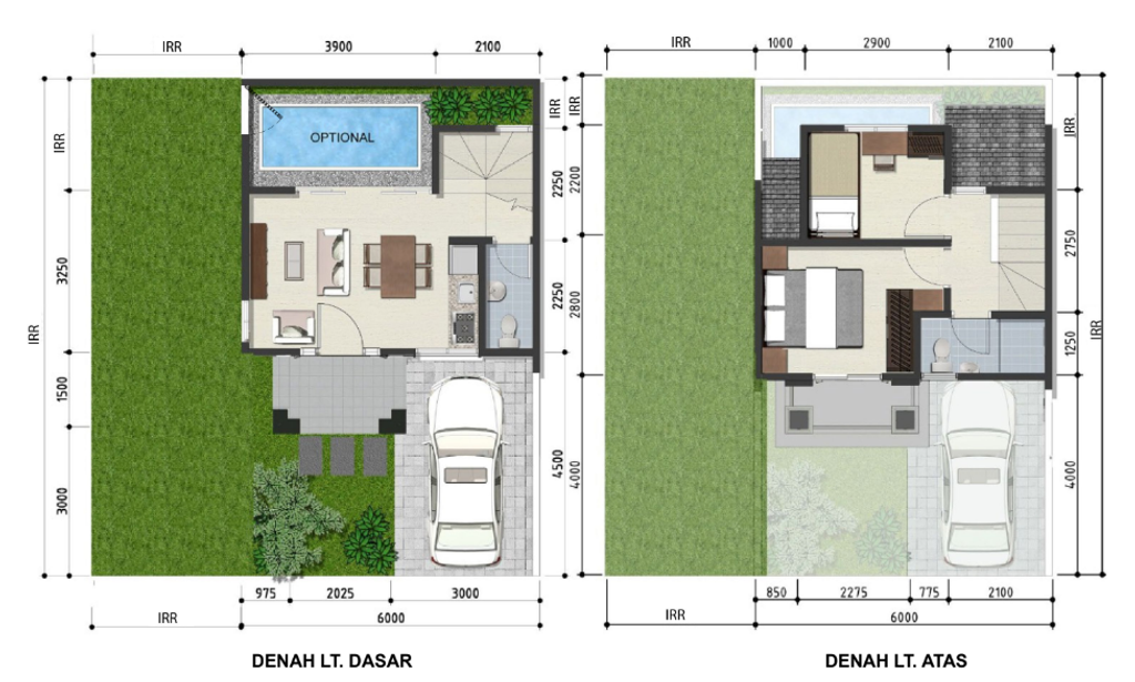 foto denah rumah tipe ASSANA T52 perumahan Azura