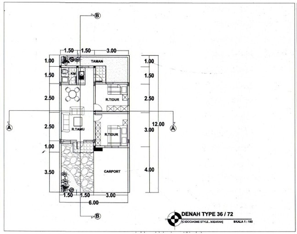 foto denah rumah tipe 36/72 perumahan Perumahan Kisaran Naga Asri