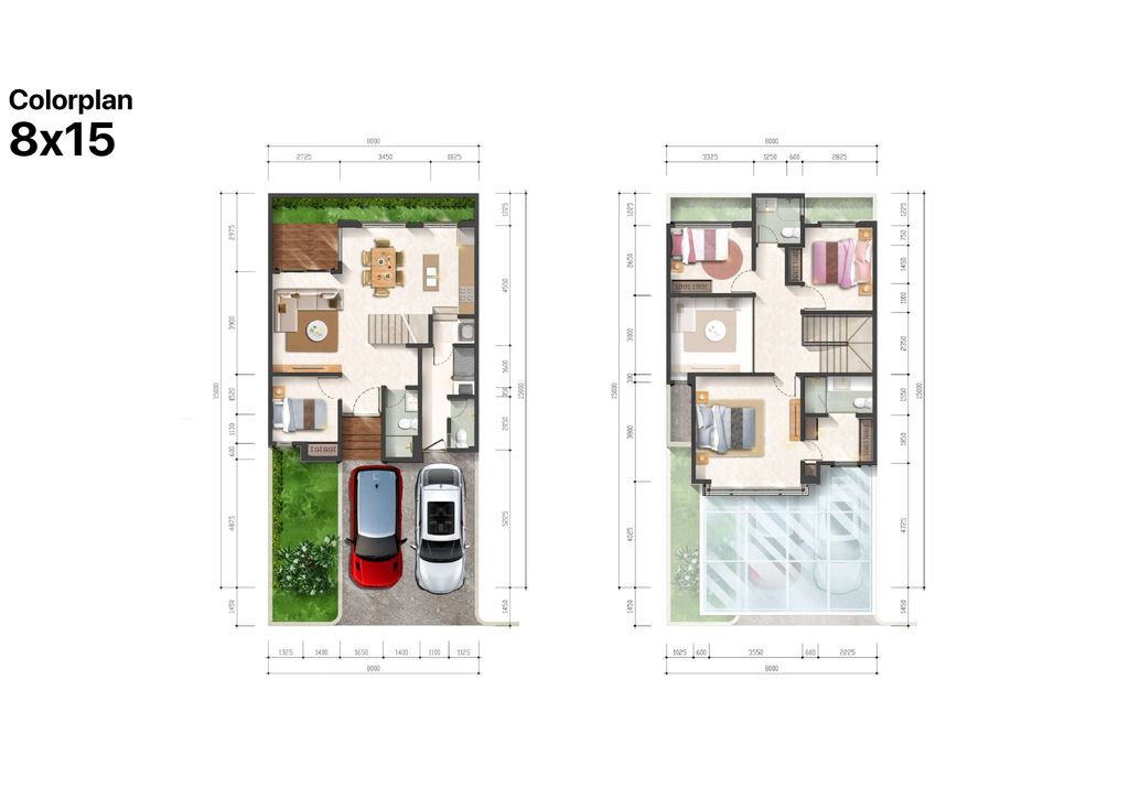 foto denah rumah tipe ELM 8 NS perumahan THE MUTIARA BOGOR - Cluster Pinehill
