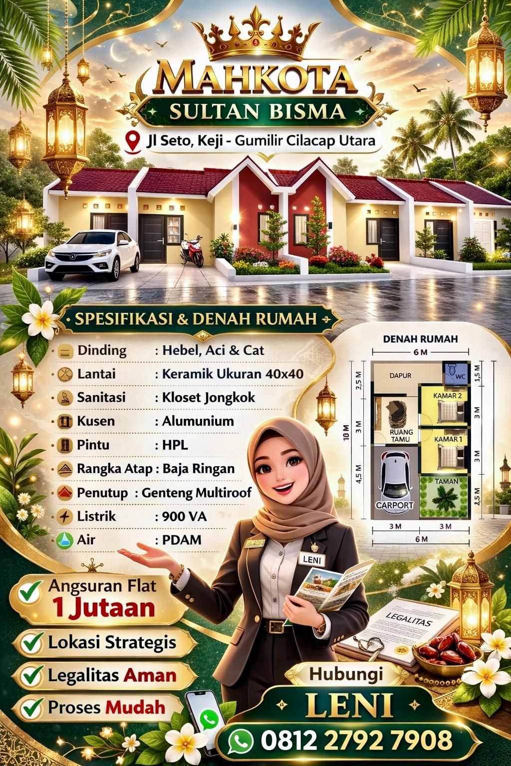 foto denah rumah tipe Blok B No 11 perumahan MAHKOTA SULTAN BISMA